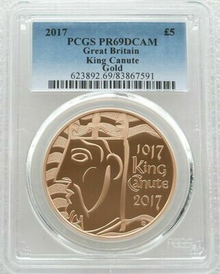 2017 King Canute Coronation £5 Gold Proof Coin PCGS PR69 DCAM - Mintage 150