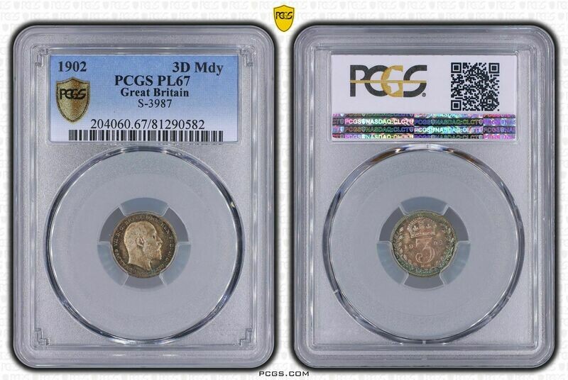 1902 Edward VII Coronation Maundy 3D Silver Coin PCGS PL67