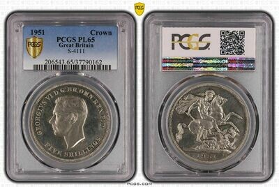 1951 George VI St George and the Dragon 5 Shilling Proof-Like Crown Coin PCGS PL65