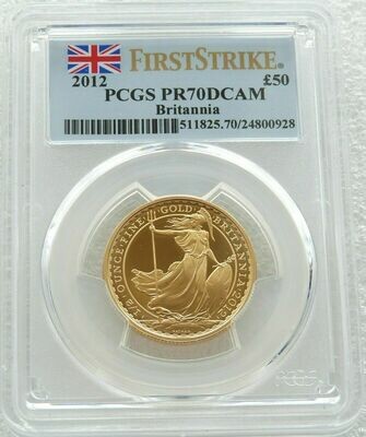 2012 Britannia £50 Gold Proof 1/2oz Coin PCGS PR70 DCAM First Strike