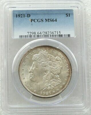 1921-D American Morgan $1 Silver Coin PCGS MS64 Denver