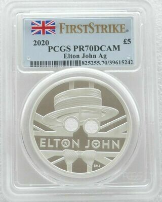 2020 Music Legends Elton John £5 Silver Proof 2oz Coin PCGS PR70 DCAM First Strike
