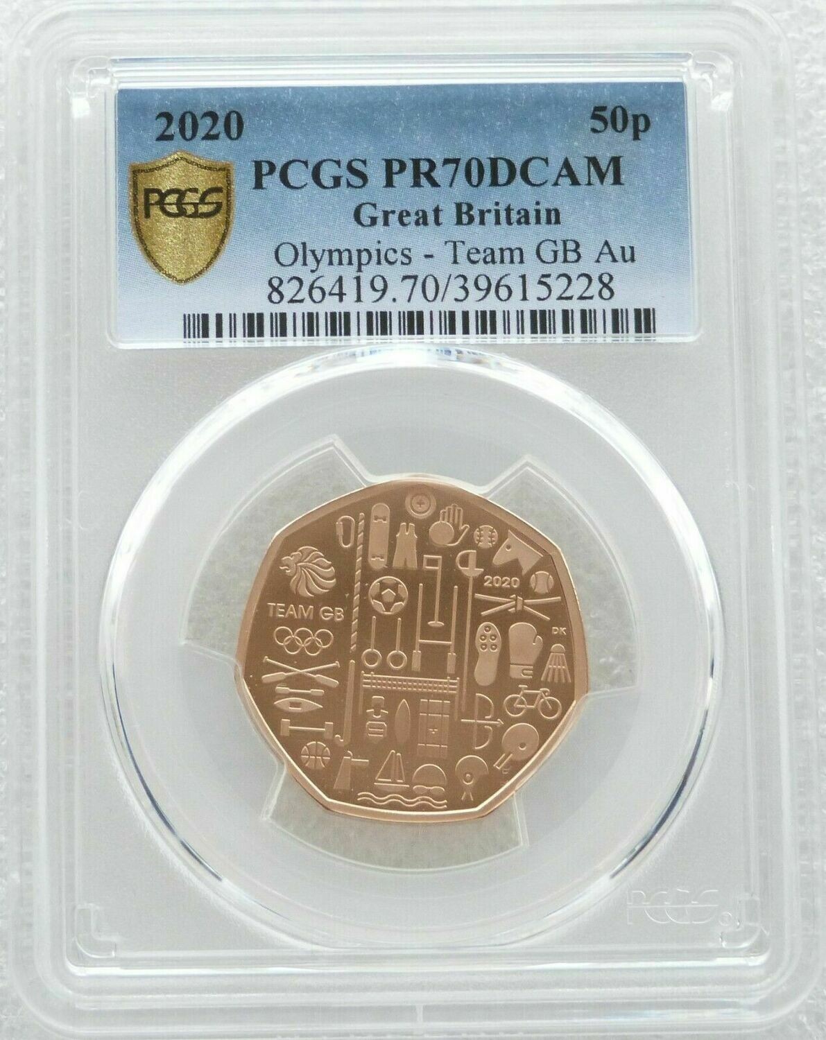 2020 Tokyo Olympic Games Team GB 50p Gold Proof Coin PCGS PR70 DCAM