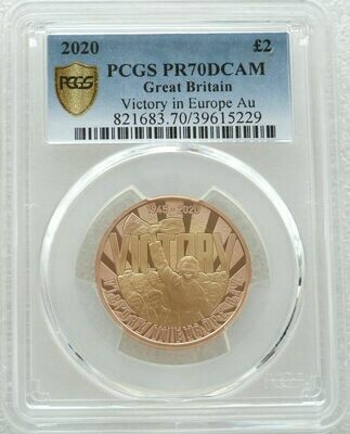 2020 VE-Day £2 Gold Proof Coin PCGS PR70 DCAM