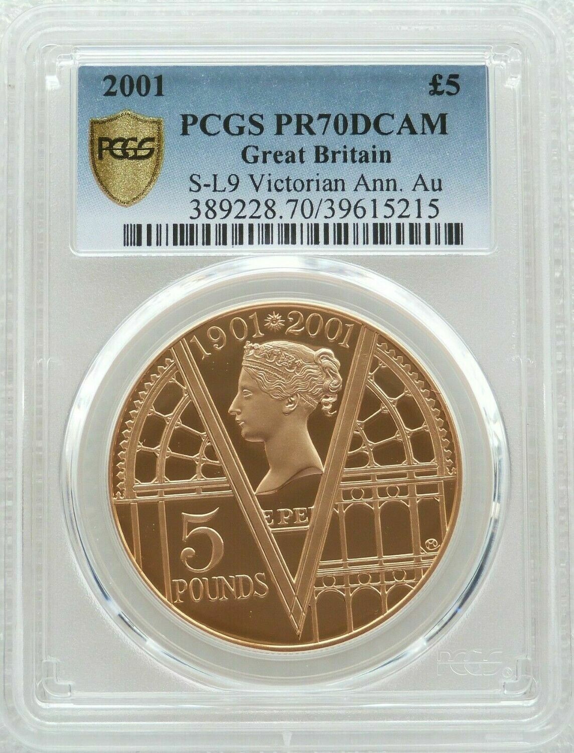 2001 Queen Victoria £5 Gold Proof Coin PCGS PR70 DCAM