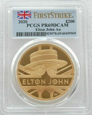 2020 Music Legends Elton John £200 Gold Proof 2oz Coin PCGS PR69 DCAM First Strike