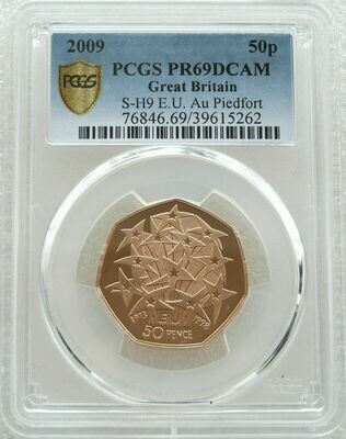 2009 EEC Membership Piedfort 50p Gold Proof Coin PCGS PR69 DCAM