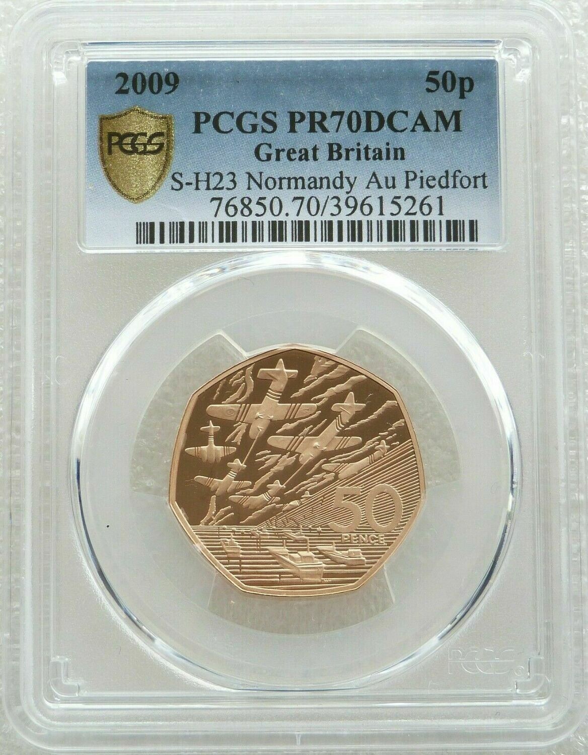 2009 D-Day Landings Piedfort 50p Gold Proof Coin PCGS PR70 DCAM