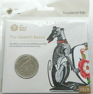 2021 Queens Beasts Greyhound of Richmond £5 Brilliant Uncirculated Coin Pack Sealed