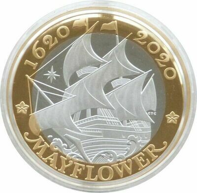 2020 Mayflower Piedfort £2 Silver Proof Coin Box Coa
