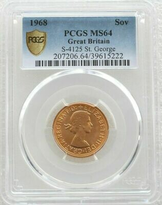 1968 St George and the Dragon Full Sovereign Gold Coin PCGS MS64