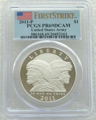 2011 United States Army $1 Silver Proof Coin PCGS PR69 DCAM First Strike