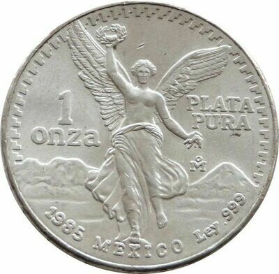 1985 Mexico Libertad Angel Silver 1oz Coin