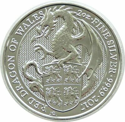 2017 Queens Beasts Red Dragon of Wales £5 Silver 2oz Coin