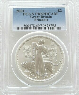 2001 Britannia £2 Silver Proof 1oz Coin PCGS PR69 DCAM