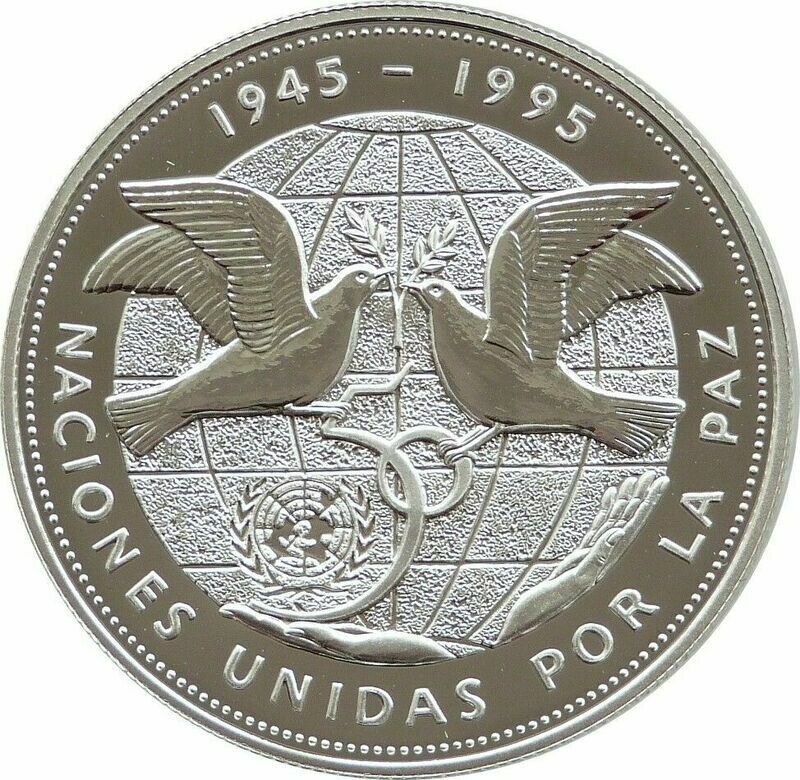 1995 Dominican Republic United Nations 1 Peso Silver Proof Coin
