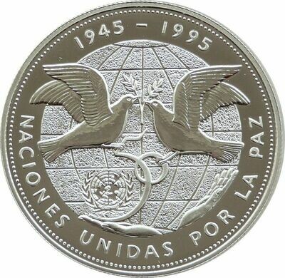 1995 Dominican Republic United Nations 1 Peso Silver Proof Coin