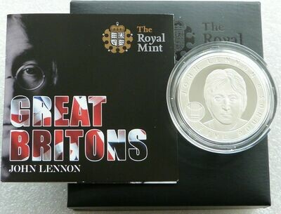 2010 Alderney John Lennon 30th Anniversary £5 Silver Proof Coin Box Coa