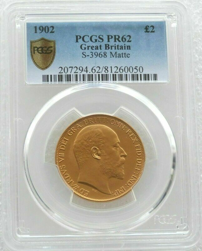 1902 Edward VII Coronation £2 Double Sovereign Gold Matte Proof Coin PCGS PR62