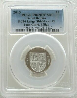 2015 Royal Shield of Arms £1 Platinum Proof Coin PCGS PR69 DCAM Fifth Portrait