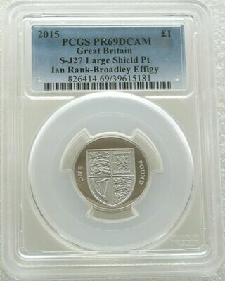 2015 Royal Shield of Arms £1 Platinum Proof Coin PCGS PR69 DCAM Fourth Portrait