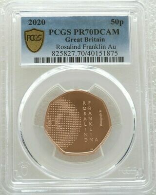 2020 Rosalind Franklin DNA 50p Gold Proof Coin PCGS PR70 DCAM