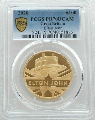 2020 Music Legends Elton John £100 Gold Proof 1oz Coin PCGS PR70 DCAM