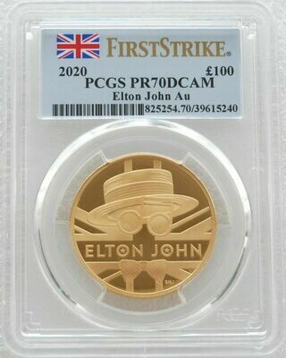 2020 Music Legends Elton John £100 Gold Proof 1oz Coin PCGS PR70 DCAM First Strike