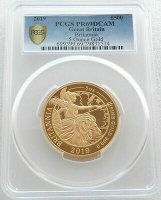 2019 Britannia £500 Gold Proof 5oz Coin PCGS PR69 DCAM - Mintage 57