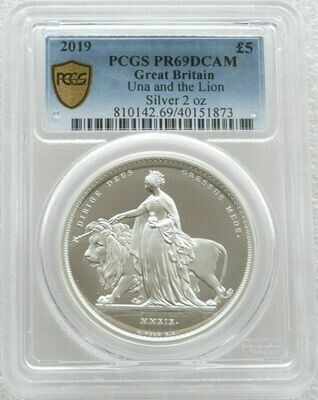 2019 Great Engravers Una and the Lion £5 Silver Proof 2oz Coin PCGS PR69 DCAM Secure