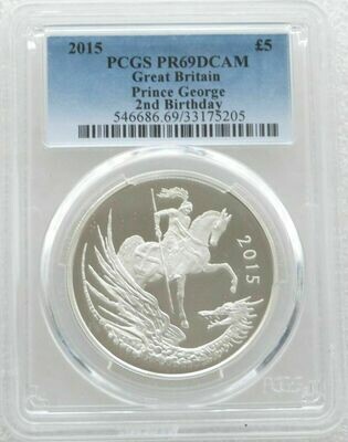 2015 Prince George Second Birthday £5 Silver Proof Coin PCGS PR69 DCAM