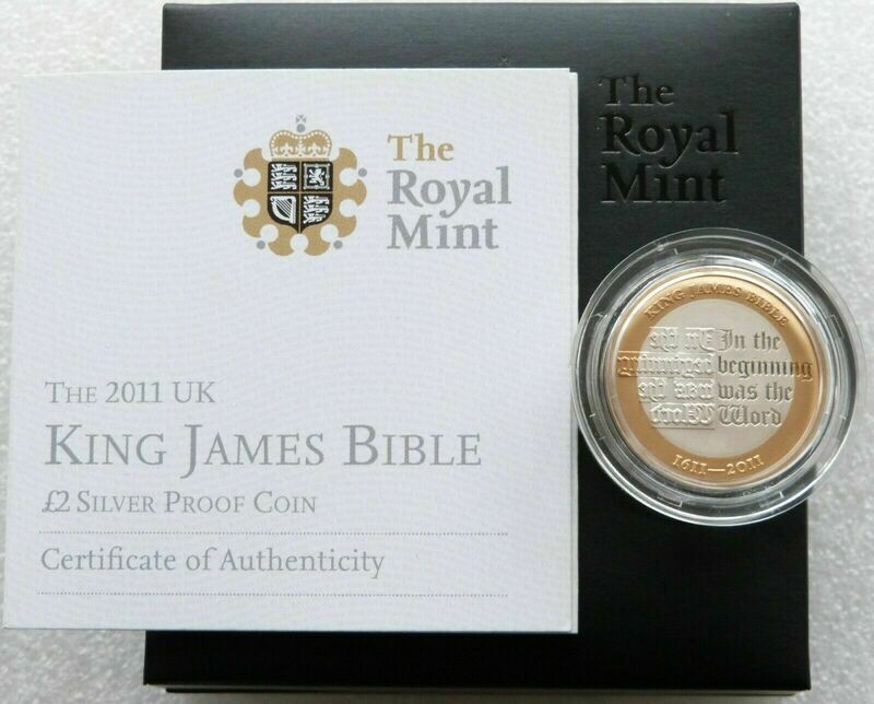 2011 King James Bible £2 Silver Proof Coin Box Coa