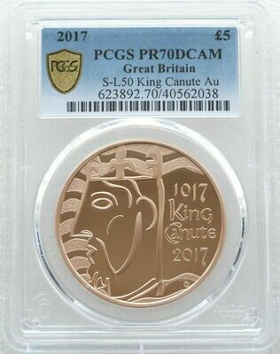 2017 King Canute Coronation £5 Gold Proof Coin PCGS PR70 DCAM
