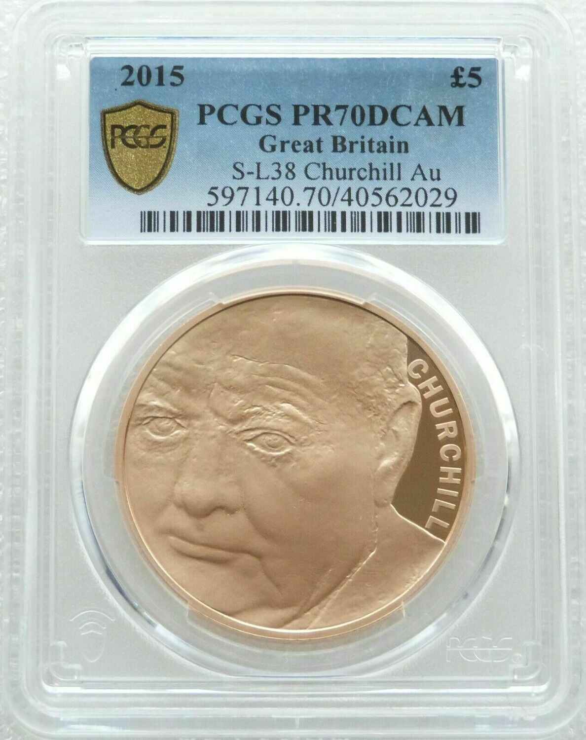 2015 Winston Churchill £5 Gold Proof Coin PCGS PR70 DCAM 2015 Winston Churchill £5 Gold Proof Coin PCGS PR70 DCAM