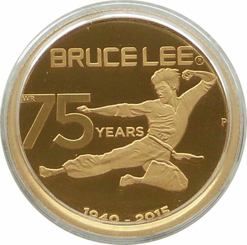 2015 Tuvalu Bruce Lee $25 Gold Proof 1/4oz Coin Box Coa
