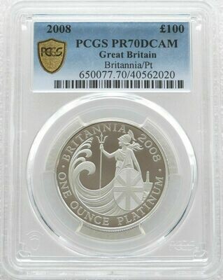 2008 Britannia £100 Platinum Proof 1oz Coin PCGS PR70 DCAM