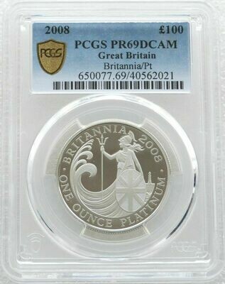 2008 Britannia £100 Platinum Proof 1oz Coin PCGS PR69 DCAM