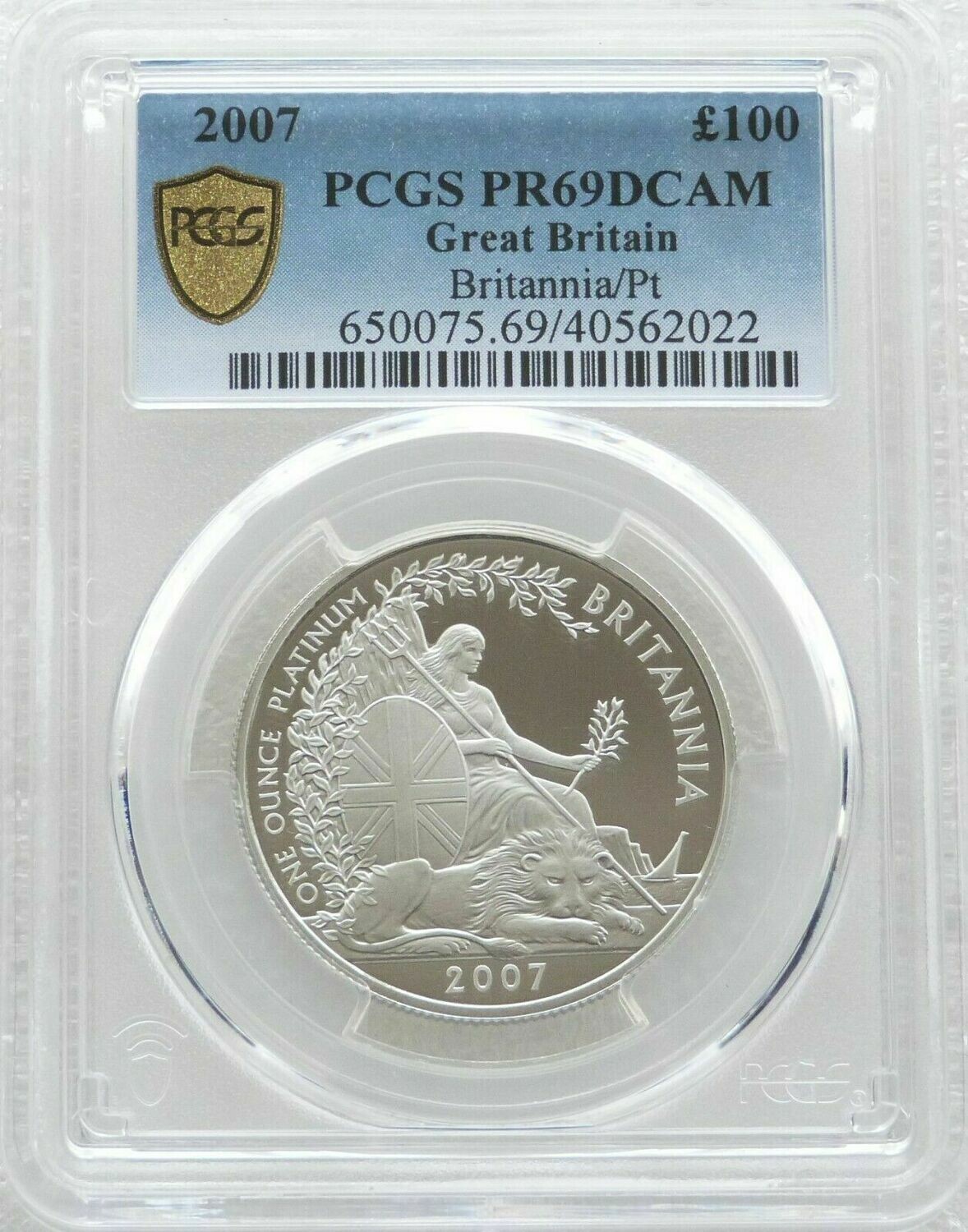 2007 Britannia £100 Platinum Proof 1oz Coin PCGS PR69 DCAM