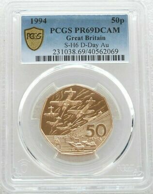 1994 D-Day Landings 50p Gold Proof Coin PCGS PR69 DCAM