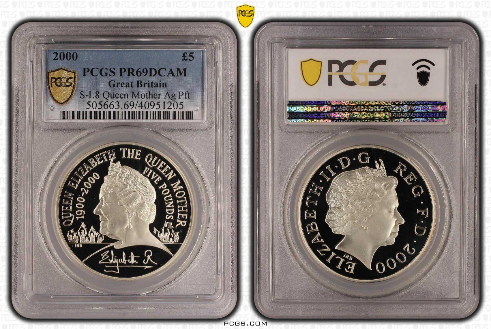 2000 Queen Mother Centenary Piedfort £5 Silver Proof Coin PCGS ...
