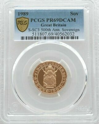1989 Tudor Rose Full Sovereign Gold Proof Coin PCGS PR69 DCAM