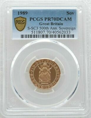 1989 Tudor Rose Full Sovereign Gold Proof Coin PCGS PR70 DCAM