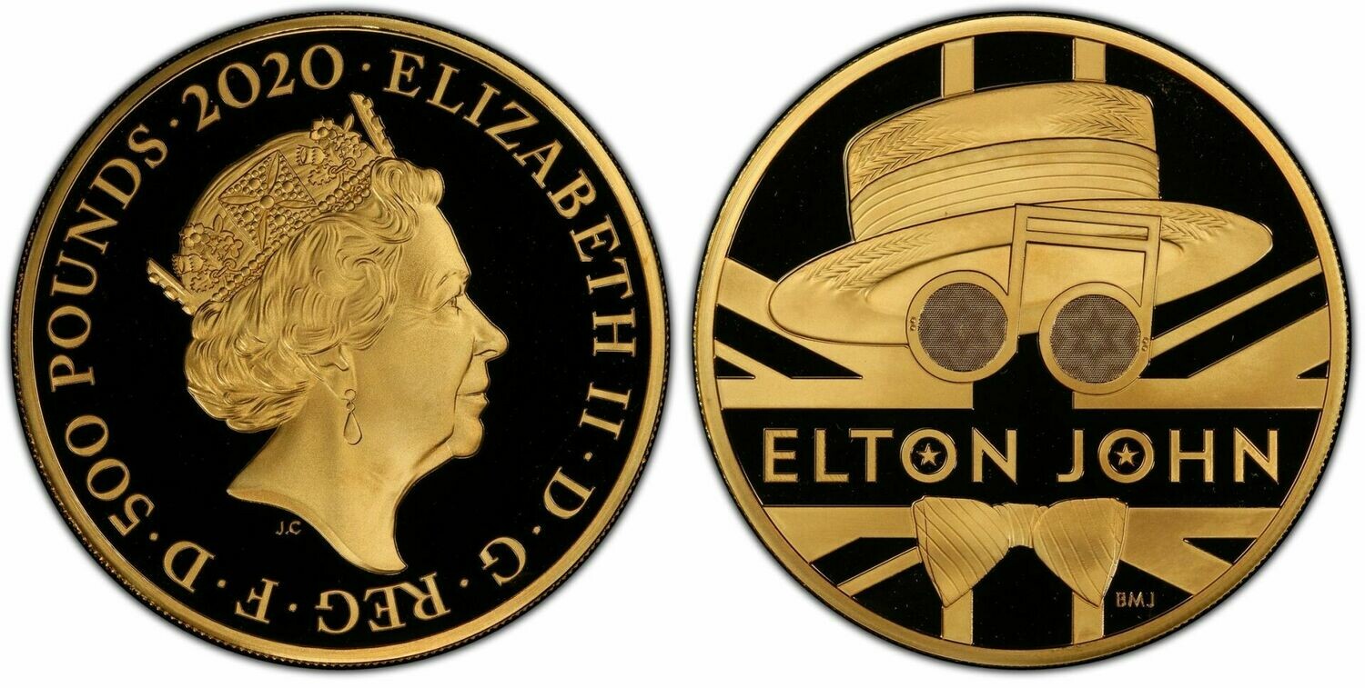 2020 Elton John £500 Gold Proof 5oz Coin PCGS PR69 DCAM
