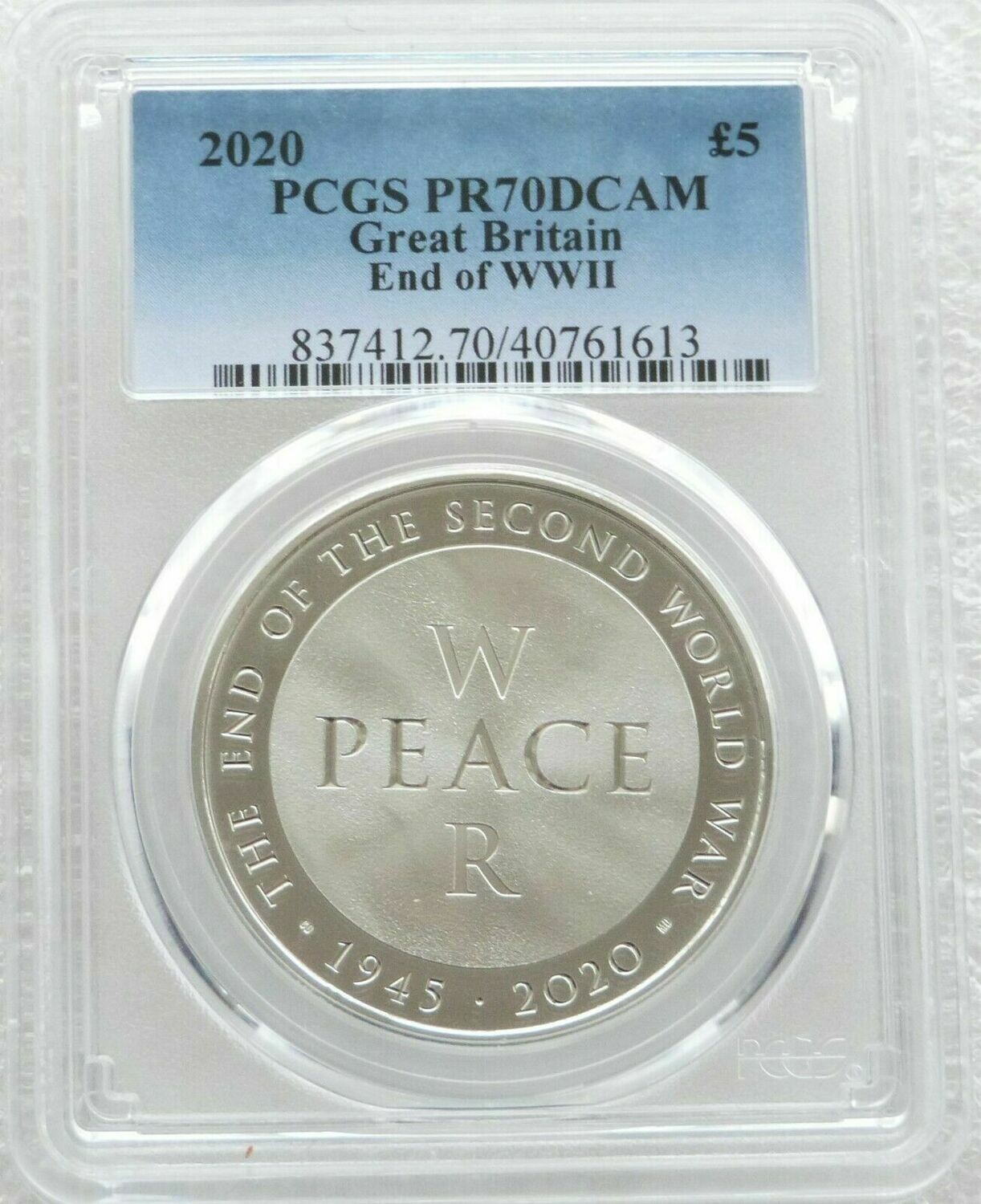 2020 End of Second World War £5 Silver Proof Coin PCGS PR70 DCAM