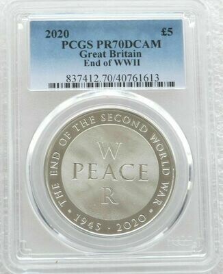 2020 End of Second World War £5 Silver Proof Coin PCGS PR70 DCAM