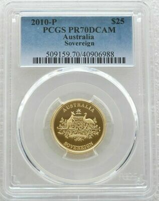 2010-P Australia Perth Mint $25 Full Sovereign Gold Proof Coin PCGS PR70 DCAM