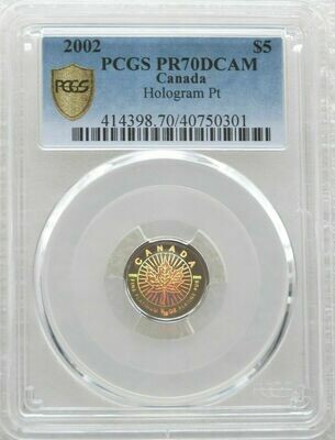 2002 Canada Maple Leaf Hologram $5 Platinum Proof 1/10oz Coin PCGS PR70 DCAM