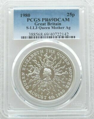 1980 Queen Mother 80th Birthday 25p Silver Proof Crown Coin PCGS PR69 DCAM