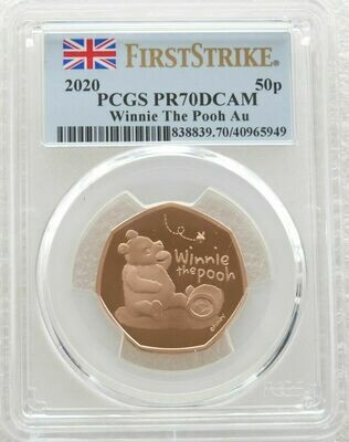 2020 Winnie the Pooh 50p Gold Proof Coin PCGS PR70 DCAM First Strike