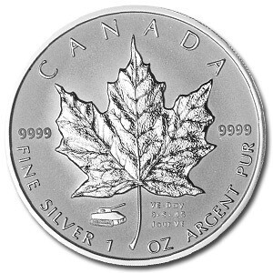 2005 Canada Maple Leaf VE-Day Privy $5 Silver Reverse Proof 1oz Coin